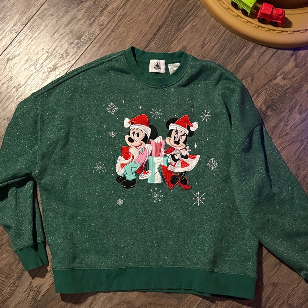 Disney Green Holiday Crewneck Sweater